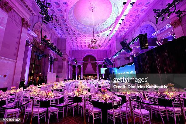 General view of the interior decor during the 2016 amfAR New York Gala at Cipriani Wall Street on February 10, 2016 in New York City.