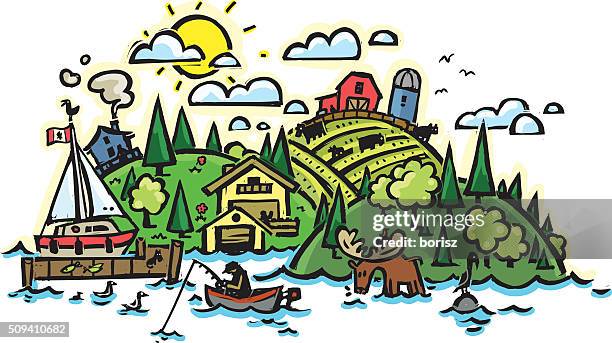 rural country side - small town stock illustrations