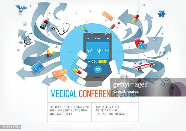 smartphone for medical - tech conference stock illustrations