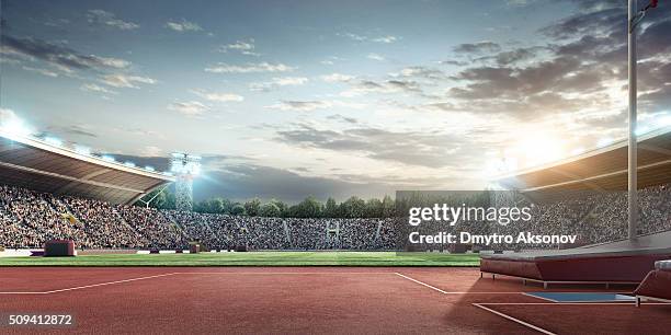 olympic stadium - soccer scoreboard stock-fotos und bilder