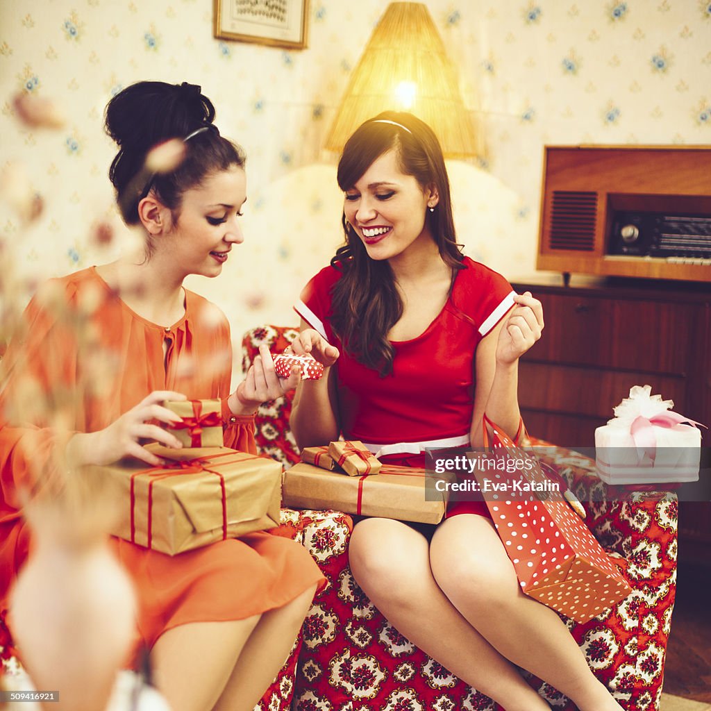 Beautiful women with presents