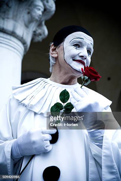 venice carnival, pierrot costume - pierrot clown stock pictures, royalty-free photos & images