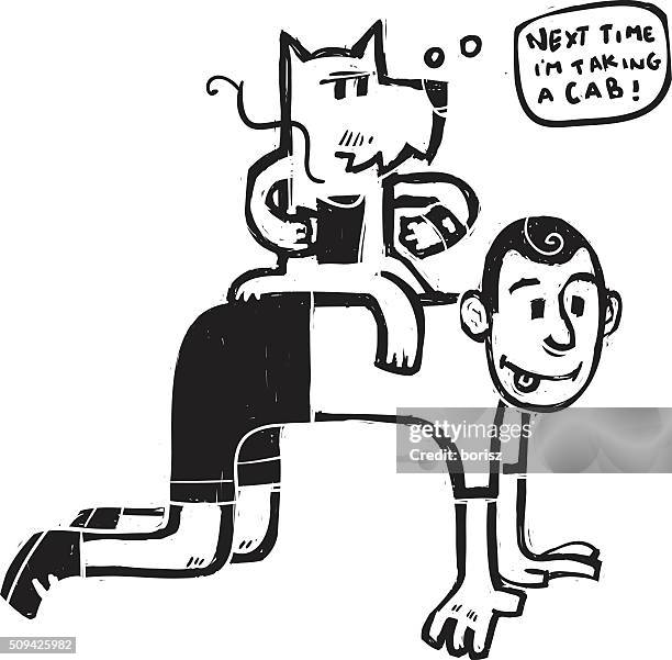 Dog Riding Boy High-Res Vector Graphic