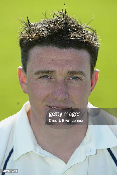 Portrait of Andrew Davies of Glamorgan taken during the Glamorgan County Cricket Club photocall held on April 15, 2004 at Sophia Gardens in Cardiff,...