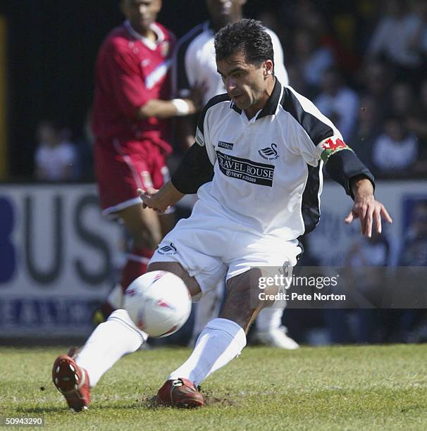 Roberto Martinez of Swansea City passes the ball during the Nationwide Division Three Swansea City v Northampton Town held at Vetch Field, Swansea on...