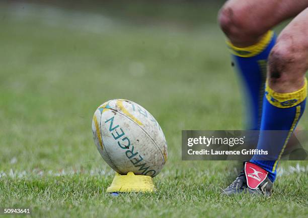 General view as Warrington attempt a conversion during the Powergen Challenge Cup Quarter Final at the Recreation Ground on March 28, 2004 in...