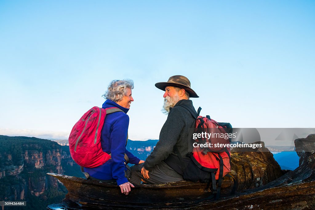 Senior Couple Hiking in the Australia outback.