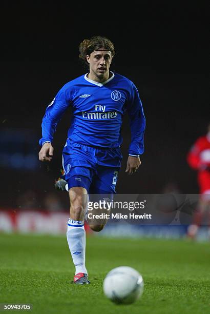 Hernan Crespo of Chelsea during the UEFA Champions League match between Chelsea and VfB Stuttgart at Stamford Bridge on March 9, 2004 in London.