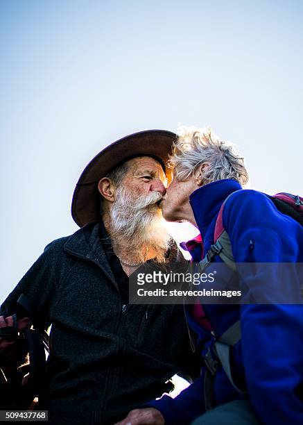 senior couple hiking in the australia outback. - camping new south wales stock pictures, royalty-free photos & images