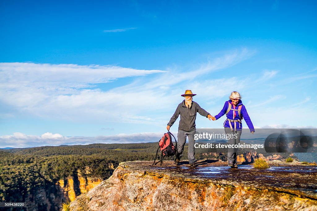 Senior Couple Hiking in the Australia outback.