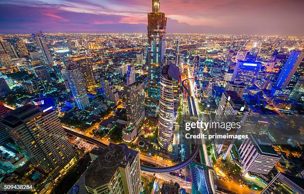 panoramic view of urban landscape in bangkok thailand - bangkok bildbanksfoton och bilder