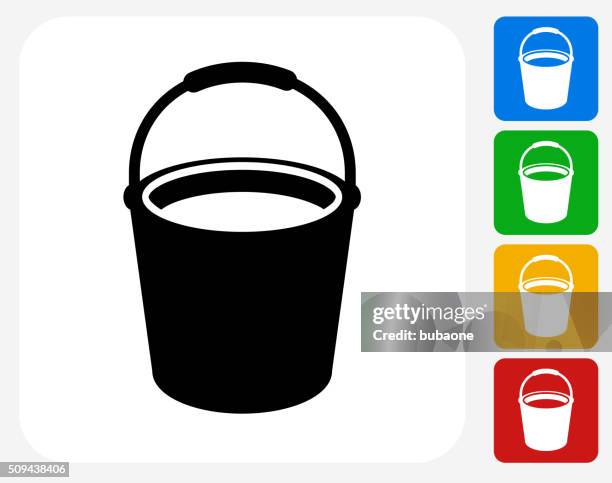 stockillustraties, clipart, cartoons en iconen met cleaning bucket icon flat graphic design - emmer