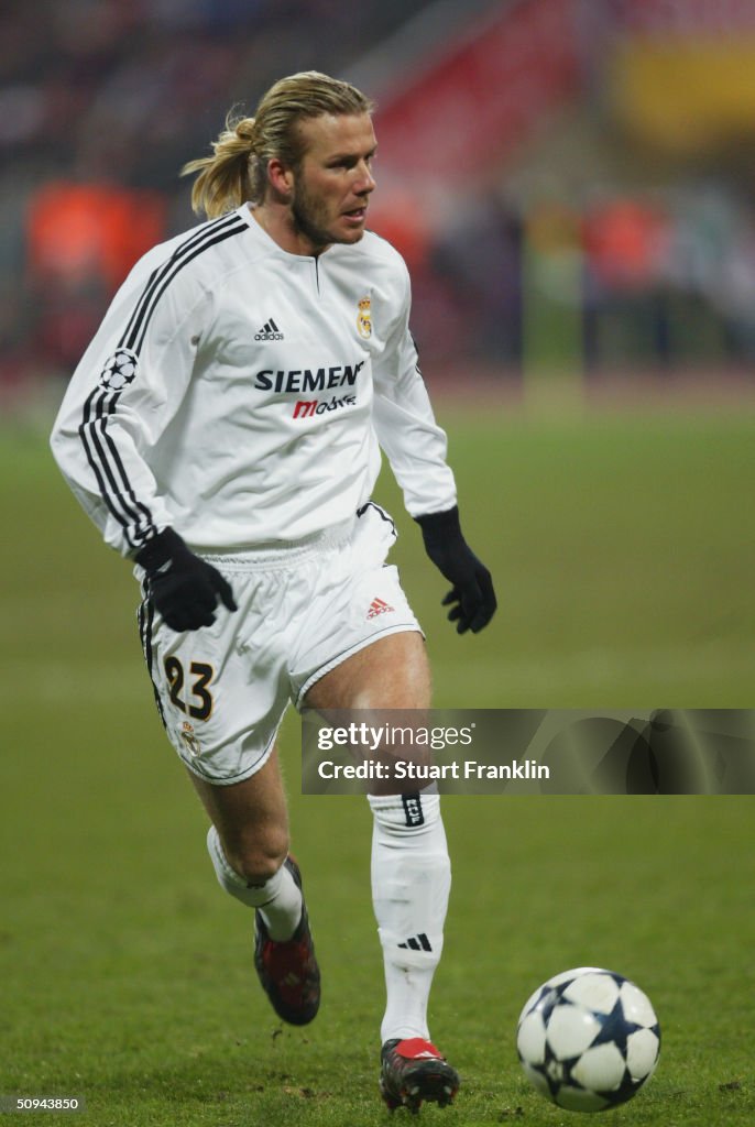 David Beckham of Real Madrid in action during the UEFA Champions ...