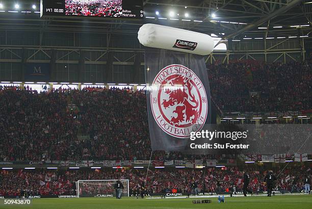 General view taken during the Carling Cup Final match between Bolton Wanderers and Middlesbrough at The Millennium Stadium on February 29, 2004 in...