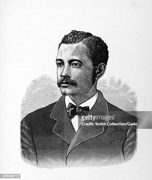 Engraving from a portrait of James Monroe Gregory, Latin professor and Dean of Linguistics at Howard University, 1887. From the New York Public...
