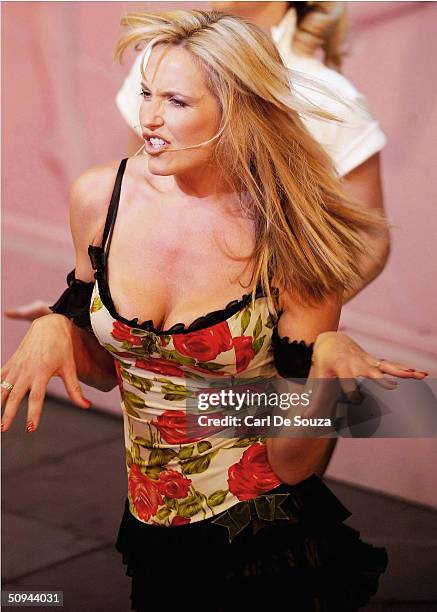 Model Penny Lancaster performs in a special one off appearance for charity as one of the infamous "Hot Legs" girls in the Rod Stewart musical...