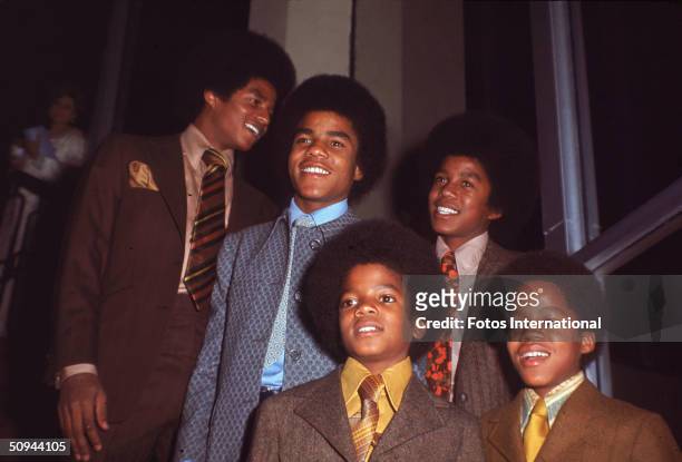 The Jackson 5 attend the NAACP Image Awards, Los Angeles, California, November 19, 1970. From left, Jackie Jackson, Tito Jackson, Michael Jackson,...