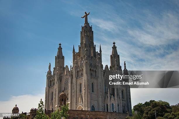 sagrat cor, mount tibidabo, barcelona, spain - sagrat cor stock-fotos und bilder