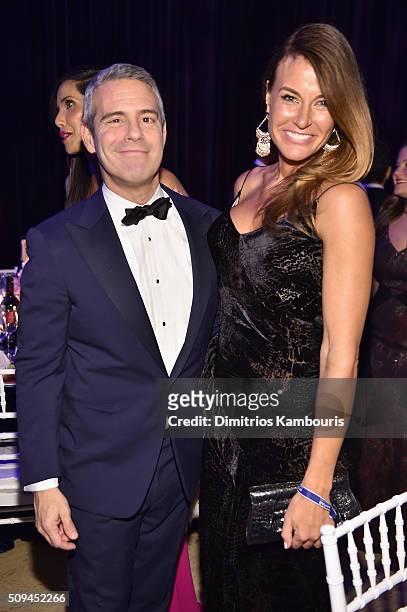 Actors Andy Cohen and Kelly Bensimon attend the 2016 amfAR New York Gala at Cipriani Wall Street on February 10, 2016 in New York City.
