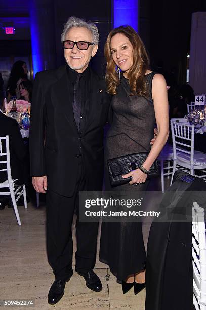 Actors Harvey Keitel and Daphna Kastner attend the 2016 amfAR New York Gala at Cipriani Wall Street on February 10, 2016 in New York City.