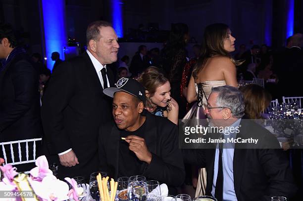 Harvey Weinstein, Jay Z, Diane Kruger, and Robert De Niro attends the 2016 amfAR New York Gala at Cipriani Wall Street on February 10, 2016 in New...