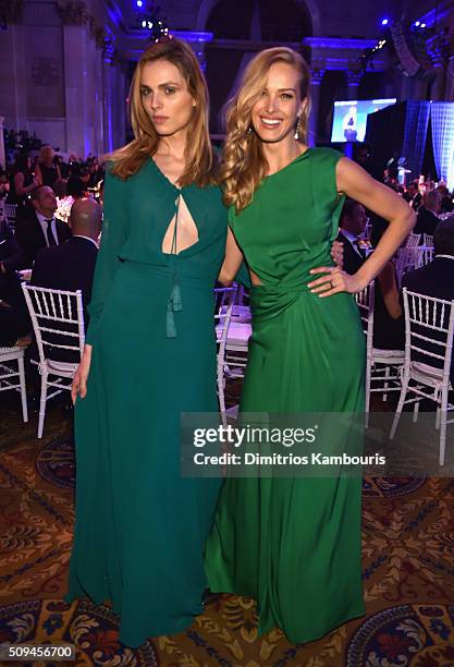 Andreja Pejic and Petra Nemcova attend the 2016 amfAR New York Gala at Cipriani Wall Street on February 10, 2016 in New York City.