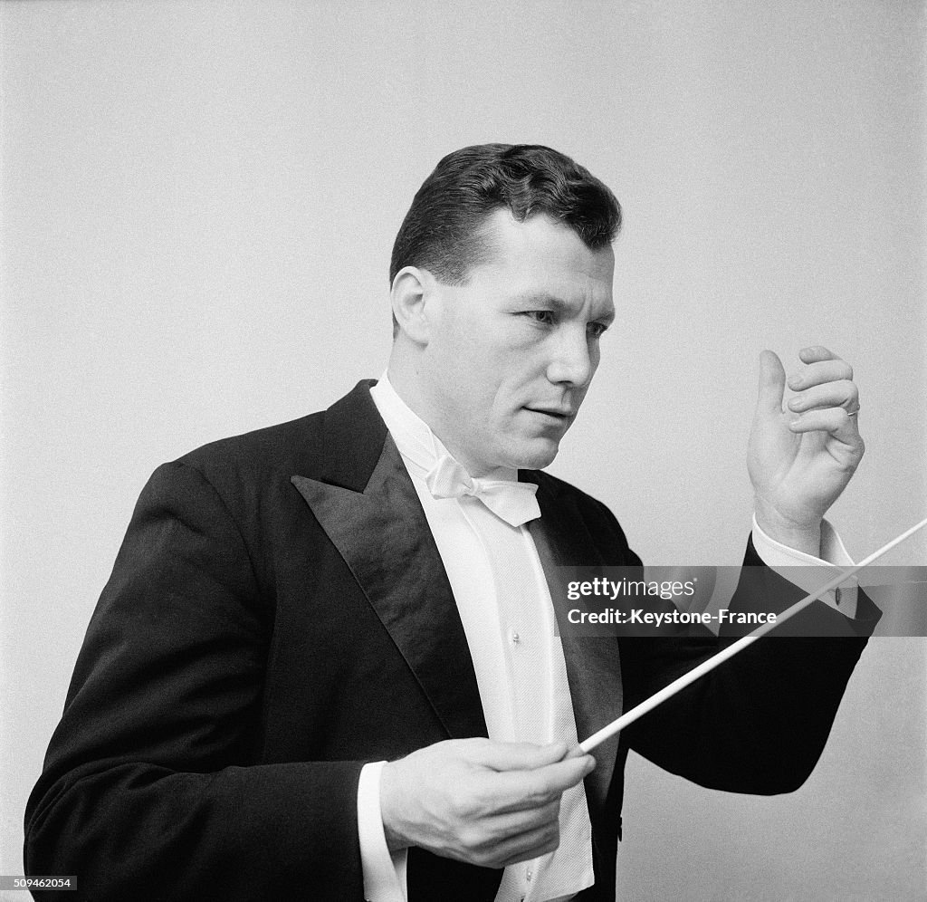 French Conductor Georges Prêtre, Successor Of Sir Thomas Beecham, At The Head Of The Royal Philarmonic Orchestra