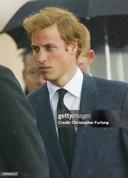 Prince William attends the funeral of his grandmother and Princess Diana's mother Frances Shand Kydd at the Cathedral of Saint Columba on June 10,...