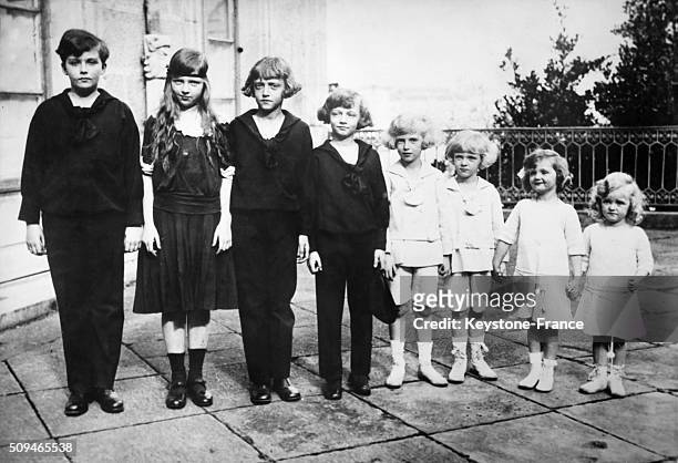 Children of Empress Zita with from left to right Archduke Otto von Habsburg, Adelaide, Robert, Felix, Carl Ludwig, Rudolf, Charlotte and Elisabeth in...