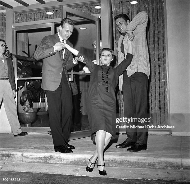 Members of the Local Television Show " Lets Dance" clown around in Los Angeles,California.