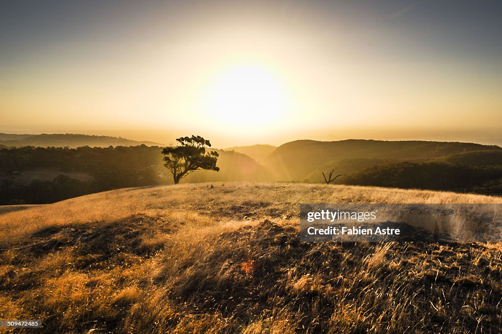 Sunset over the hill