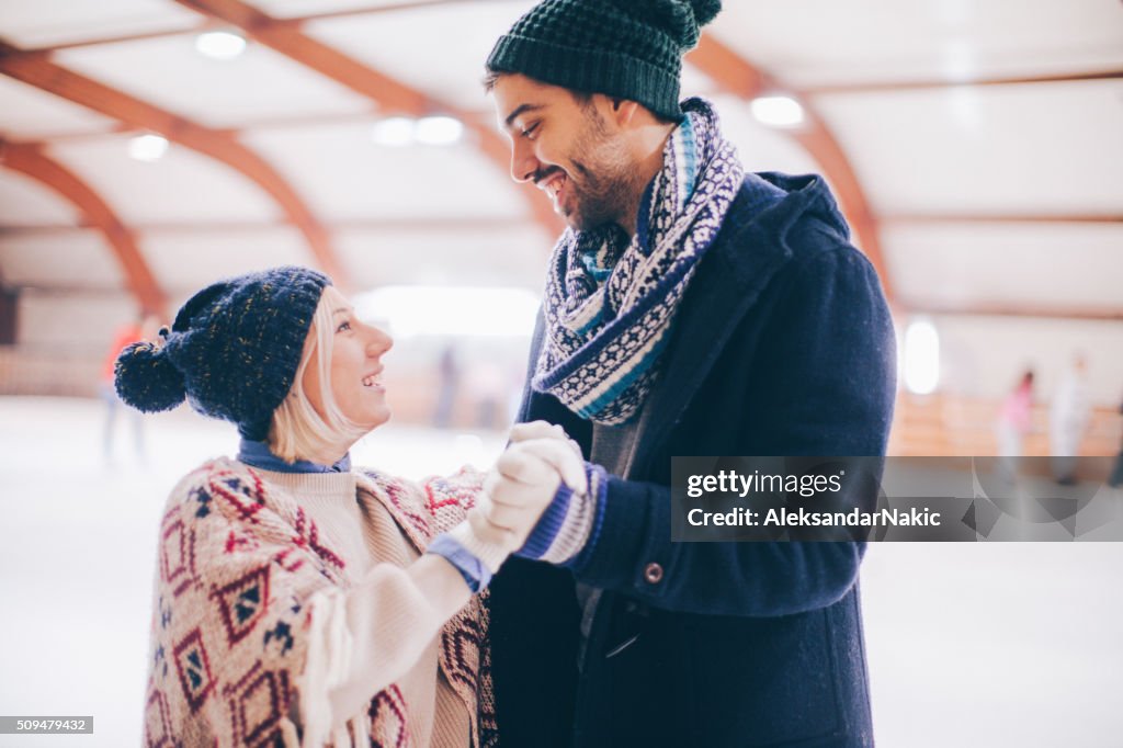 Date on ice-skating rink