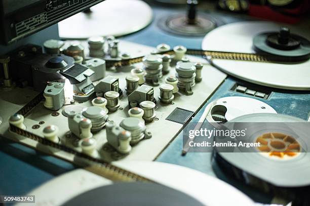 closeup of steenbeck editing machine - post production house stock pictures, royalty-free photos & images