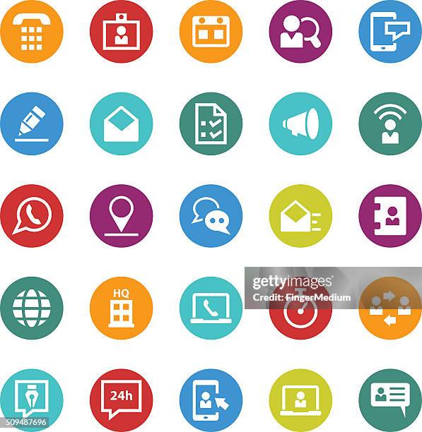 contact us icon set - man opening envelope stock illustrations