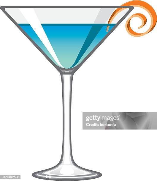 klassische blau martini-glas-symbol - blue martini glasses stock-grafiken, -clipart, -cartoons und -symbole