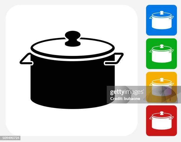 pot icon flat graphic design - kitchen rendering stock illustrations