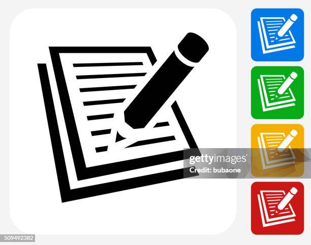 paper and pencil icon flat graphic design - orthographic symbol stock illustrations