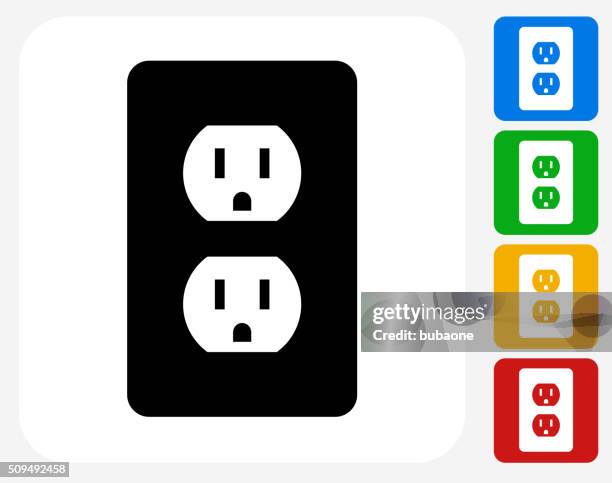 ilustrações, clipart, desenhos animados e ícones de outlet de design gráfico ícone plana - electric plug