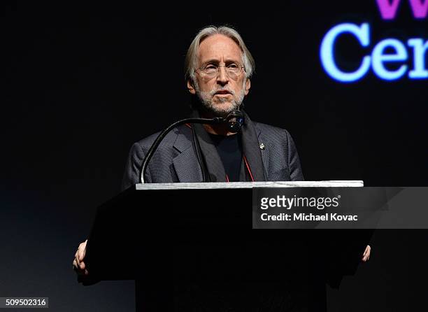 National Academy of Recording Arts and Sciences President Neil Portnow presents onstage at The 58th GRAMMY Awards - Arts & Ideas: An Evening With...