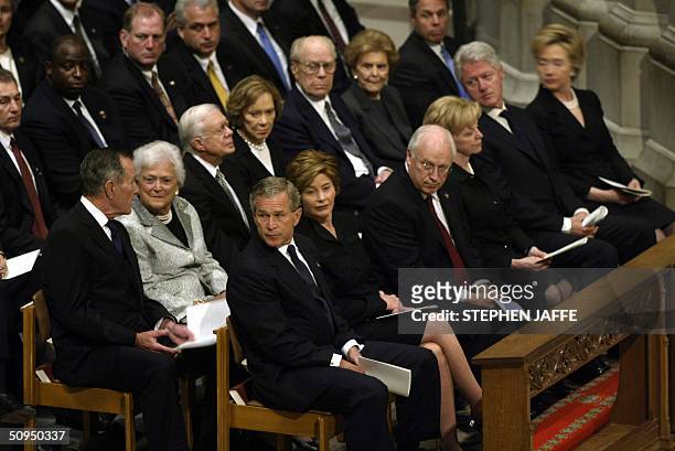 President George W. Bush, First Lady Laura Bush, US vice president Dick Cheney, Lynn Cheney,former US president Bill Clinton, Senator Hillary...