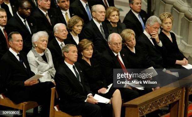 Former President George H.W .Bush, former first lady Barbara Bush, former President Jimmy Carter, former first lady Rosalyn Carter, former President...