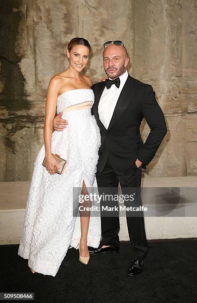 Rachael Finch and Alex Perry arrive ahead of the Myer AW16 Fashion Launch on February 11, 2016 in Sydney, Australia.