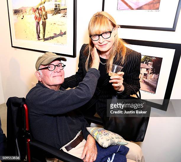 Actor Buck Henry and Director Lyndall Hobbs attend the opening exhibit of Geoff Moore's "Endorsement - The UNSEEN COBAIN Photos" and Carinthia West's...