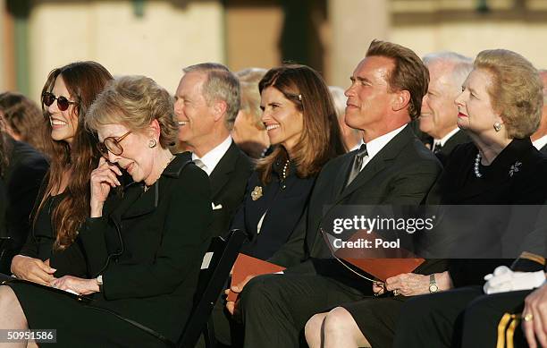 Patti Davis, former first lady Nancy Reagan, Maria Shriver, California Governor Arnold Schwarzenegger and former British Prime Minister Margaret...