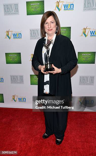 Writer/director Toni Graphia, winner of the Outstanding Show Written by a Woman award for 'Outlander,' poses in the press room during the 17th Annual...