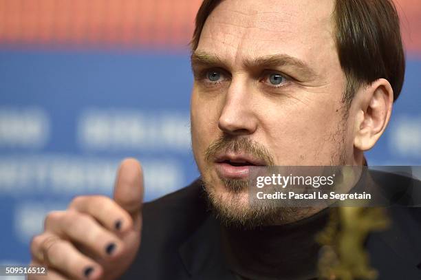 Lars Eidinger attends the International Jury press conference during the 66th Berlinale International Film Festival Berlin at Grand Hyatt Hotel on...