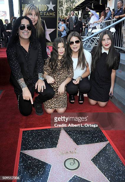 Drummer Alex Gonzalez with family at the Mana Star ceremony on The Hollywood Walk of Fame held on February 10, 2016 in Hollywood, California.