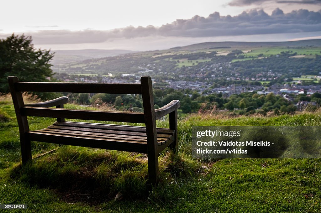 Bench with a view of a valley in Yorkshire