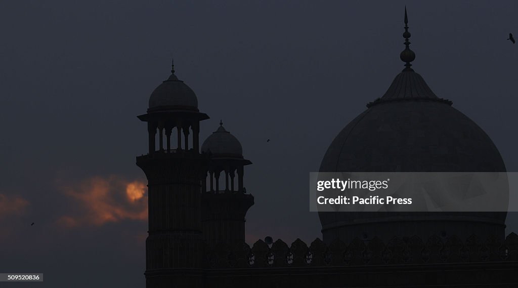 An attractive view of the historical Badshahi Mosque during...