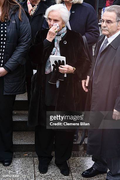 Ruth-Maria Kubitschek attends the Wolfgang Rademann memorial service on February 11, 2016 in Berlin, Germany.